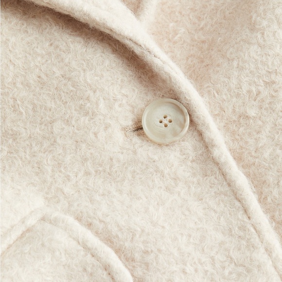 H&M Twill Coat Light Beige Cream Button Closure Oversized Size XXL 2XL - Picture 3 of 7